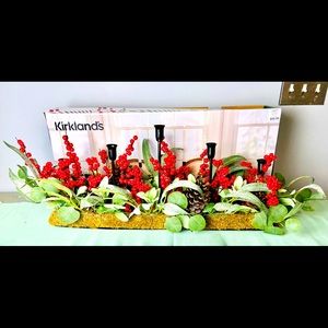Kirklands Centerpiece - Christmas & 6 Candle Holders